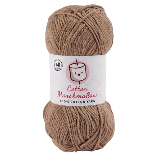 Image of NESTNHAVEN Cotton Marshmallow 100% Cotton Yarn - (50 g, 130 m) - Luxury Yarn for Crochet, Amigurumi, Embroidery, Toys, Garments, Flowers and Hobby Projects (Light Brown)