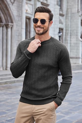 Coofandy Men Crewneck Pullover Sweater Business Casual Sweater Lightweight Knit Sweater Dark Gray thumb #1