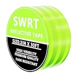 SWRT 2 Inch X 30 FT Reflective Tape Outdoor Waterproof DOT-C2 Fade Resistant Fluorescent Green Reflective Strong Adhesive Safety Warning Reflector Conspicuity Tape for Trailer Trucks Bikes