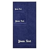 Personalized Towels, Hotel & Spa Quality, Super Soft, Highly Absorbent, Bathroom Sets, 100% Cotton Monogrammed towels 3 Piece Towel Set, Includes 1 Bath Towels, 1 Hand Towels, 1 Washcloths, Navy