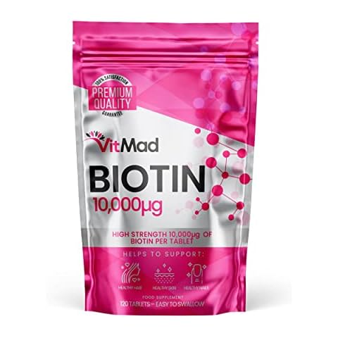 Biotin 10,000mcg High Strength Nourish Your Hair, Skin, Nails - 120 Tablets Cover