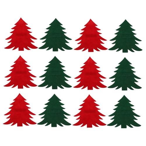 Homoyoyo 12 Piezas Bolsas Para Cubiertos En Forma De Árbol De Navidad - Decoración Festiva Para Mesa - Porta Cubiertos Navideños Adornos Para De Navidad Ideal Para Comidas y