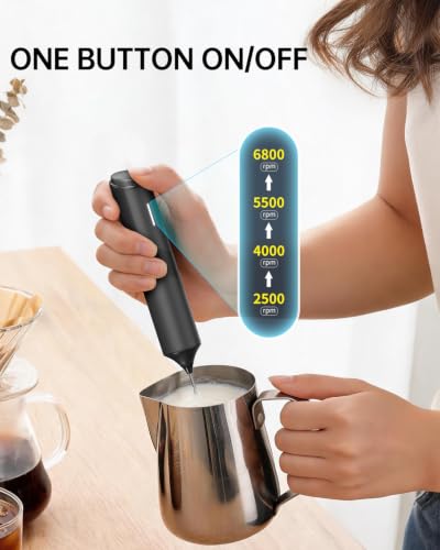 Image of CIRCLE JOY Electric Milk Frother with Variable Speed & 3 Detachable Whisk | Rechargeable Coffee Frother with Stand & Storage Box, Electric Drink Mixer Handheld Stirrer for Latte Cappuccino Matcha Milk
