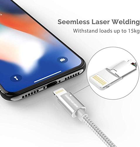UNBREAKcable iPhone Charger Cable - [6.6ft/2m, Apple MFi Certified] Nylon Braided Apple Charger USB Fast Charging Lightning Cable for iPhone 11 Pro Max Xs X XR 8 7 6s 6 SE 5 5s 5c iPad iPod-Upgraded