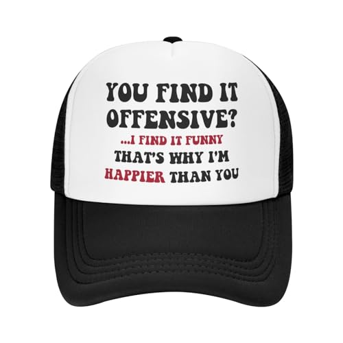 Image of You Find It Offensive? I Find It Funny Trucker Hats for Women Black Men Retro Trucker Black Hats for Men