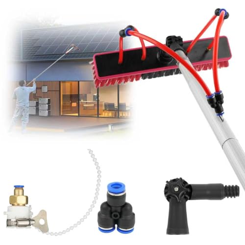 35FT Water Fed Pole Kit, Adjustable Solar Panel Cleaning Kit, Outdoor Glass Brush Window Washing Equipment for Window, Glass, Roof