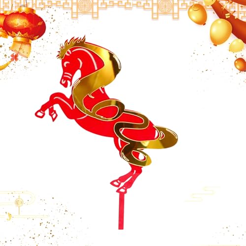 Decoración de pastel de Año Nuevo 2026 de acrílico 2D para el Año Nuevo Lunar | Decoración de pastel para padres, niños, adultos, panaderías, reuniones familiares, descuento