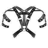 iEFiEL Mens Black Sexy PU Leather Bulldog Body Chest Harness Cosplay Club Costumes Shoulder Half Harness Belt