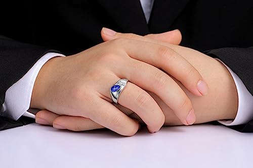 Rylos Men's Rings - Timeless Pear Shape Cabochon Gemstone & Diamonds - Elegant Tear Drop Rings for Men, Sterling Silver Rings in Sizes 8-13. Exquisite Men's Jewelry!2