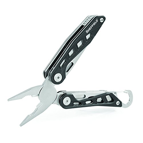 Sheffield 12176 Warren 10-in-1 Multi Tool with Carabiner | Folding Pocket Knife, Screwdrivers