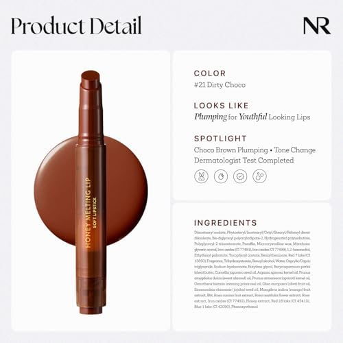 Nature Republic HONEY MELTING LIP PLUMPING (21 DIRTY CHOCO) | SOFT LIP STICK, Hydrating Gloss, Moisturizing balms, Volumizing formula & Sheer tint, Glowy Finish, korean make up — view 6