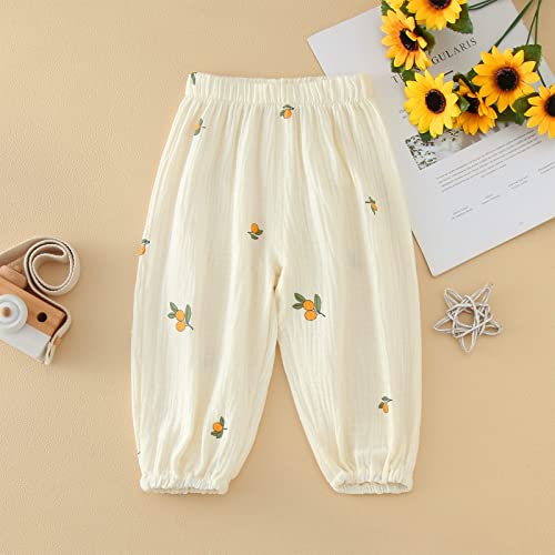 Toddler Boys Linen Elastic Basic Harem Long Pants Bloomers Casual Joggers Kids Baby Girls Boys Cotton Love Floral Pant Yellow, 3-4T #TOP4