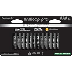 Eneloop Panasonic BK-4HCCA12FA pro AAA High Capacity Ni-MH Pre-Charged Rechargeable Batteries, 12-Battery Pack