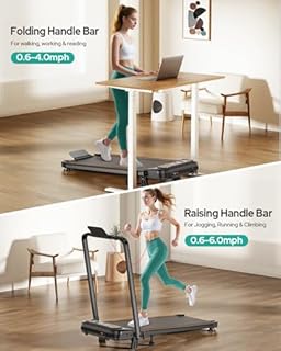 Foldable Treadmill with 12% Incline, 6 in 1 Folding Treadmill with Handle Bar for Home/Office,Under Desk Treadmills Portable Walking Pad with App, Upgrade 3.5HP Low Noise,Remote Control & LED Display,