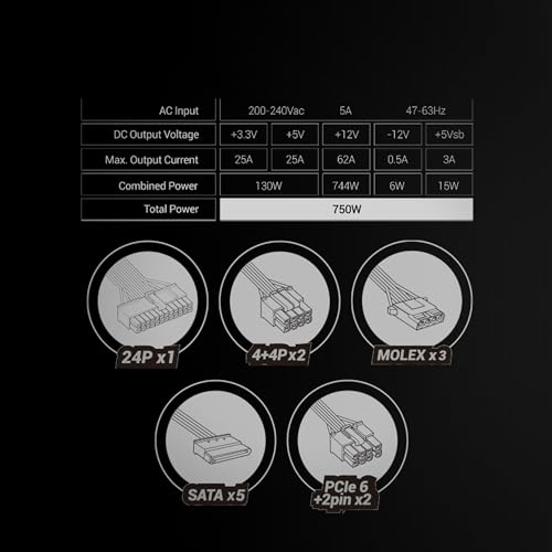 MARS GAMING MPB750SIM, Alimentatore ATX Full Modulare 750W, Garanzia 7 Anni, 80Plus Bronze 230V EU, 90% di Efficienza, Ventola SI Extreme Silence 140mm, Tecnologie AI2-RPM, DC-DC e SMD, Bianco - Alimentatore - Immagine 5