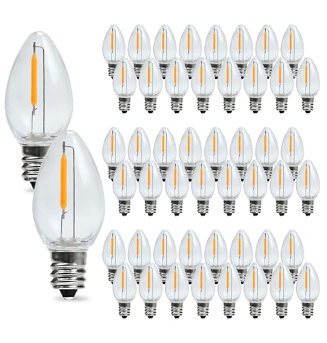 YIMILITE C7 Christmas Led Light Bulb, C7 Shatterproof Replacement Night Light Bulb, 0.6W Equivalent 7W Incandescent Bulb, Warm White 2200K, E12 Standard Base, 50Pack YIMILITE C7 Christmas Led Light Bulb, C7 Shatterproof Replacement Night Light Bulb, 0.6W Equivalent 7W Incandescent Bulb, Warm White 2200K, E12 Standard Base, 50Pack