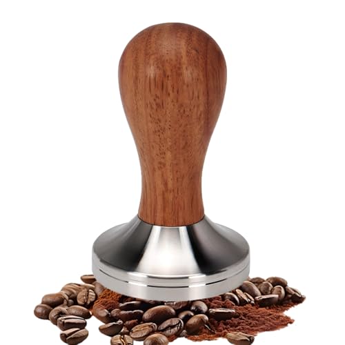 SHINWHEN Kaffee Tamper Espresso Tamper 58mm mit Edelstahlbase und Holzgriff Antivakuum-Kante perfekten Espresso Barista-Werkzeug für Cafes und Kaffeeliebhaber