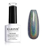 RARJSM Holographic Nail Polish Black Nail Polish Soak Off Nail Gel Collection Nail Lamp Required for