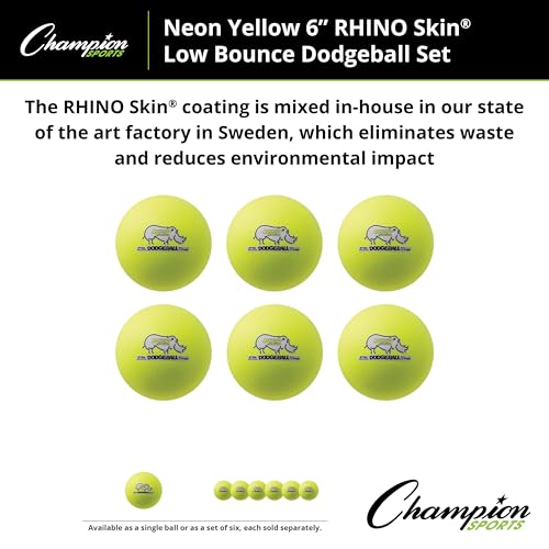 Champion Sports Rhino Skin Dodgeball (Set of 6, Neon Yellow, 6") by Champion Sports - Image 3