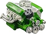 Gasoline Ohv V8 Small-Block Engine Model Kits, Cison Gasoline Ohv V8 Small-Block Engine Model Kits 4-Stroke 44CC, Car Engine Model Kit, Build Your Own Stem V8 Model Engine for Adults (Green)