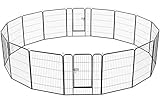 Yaheetech 32-inch Heavy Duty Dog Pen- Foldable Metal 16 Panel Dog Pen Dog Exercise Pen Barrier Kennel Portable Cat Duck Chicken Puppy Fence with Door Outdoor & Indoor Black