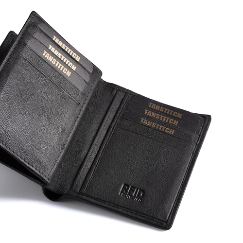 Image of TANSTITCH Slim Leather Wallet || Regular Minimalist &Thin Wallet || RFID Protected || 16 Card Slot (Coffee Brown)