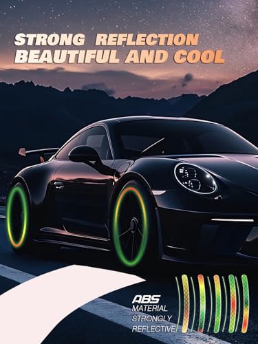 Image of 20PCS Car Wheel Reflective Decorative Strip,Night Safety Warning Stickers,Cars,Motorcycles,Bicycles are Applicable, Colorful and Diverse, a Street the Most Beautiful Car (Colorful)