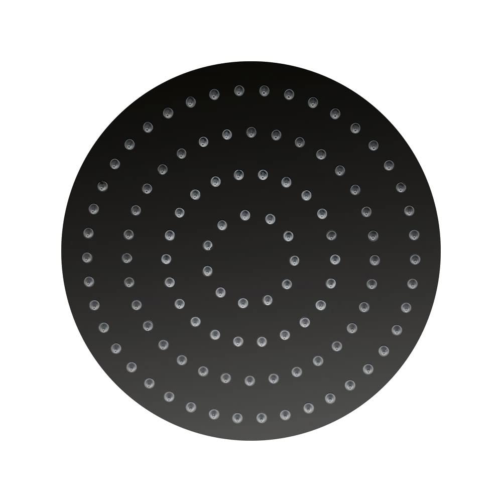 Stilform Soffione doccia a pioggia in acciaio inox, rotonda, 30 cm, ultra piatta, colore nero opaco, per montaggio a parete o a soffitto, soffione doccia con 210 ugelli anticalcare, soffione doccia a