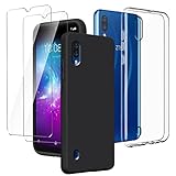 LYZXMY Hülle für ZTE Blade A51 Lite Transparent + Schwarz Schutzhülle + [2 Stück] Gehärteter Film Displayschutzfolie - Weich Silikon Flexibel TPU Tasche Case für ZTE Blade A51 Lite (6.1