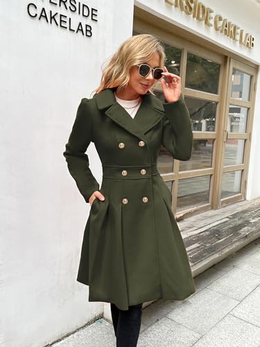 Image of GRACE KARIN 2026 Women's Fashion Trench Coat Notch Lapel Double Breasted Thick A Line Pea Coats Jacket with Pockets(S-2XL)