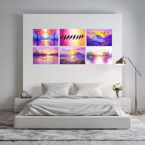 Image of SiddArtify Abstract Landscape Wall Art Prints Set - Colorful Nature Poster Decor for Living Room Bedroom Office - 8x12 Sticker Pack of 6