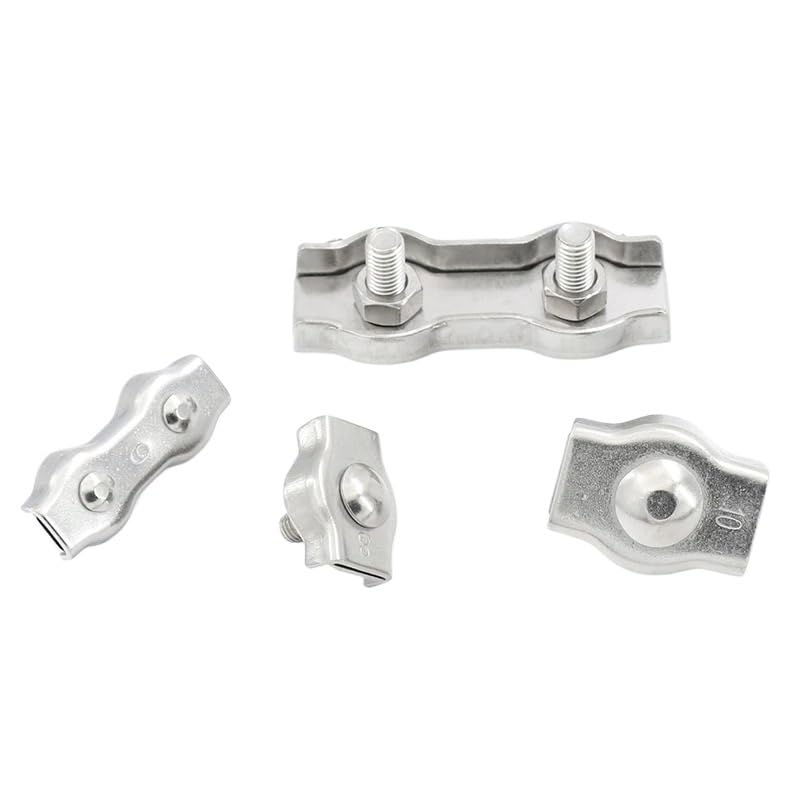 Morsetto per fili, Morsetto for fune metallica 10/20 pezzi Simplex Post Bolt Clip 2/3/4/5/6/8/10mm Morsetti for fune metallica in acciaio inossidabile 304 con doppia presa(Single Clip M10 5pcs)