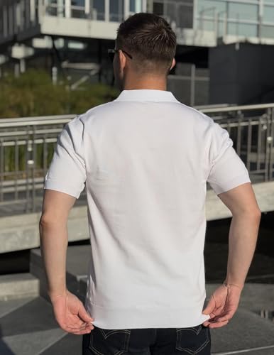 Image of COOFANDY Men's V Neck Short Sleeve Stretch Knit Polo Shirt