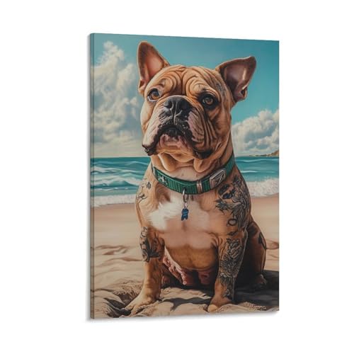 Toile bouledogue peinture murale affiche affiche 50x75
