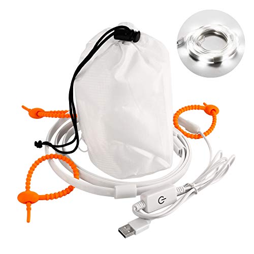 zerproc Outdoor Camping String Lights, Portable USB Lantern Rope Lights with Sensor Touch Switch, Waterproof led String Lights for Hiking, Camping Tent, Emergencies and Backpacking, Cool White