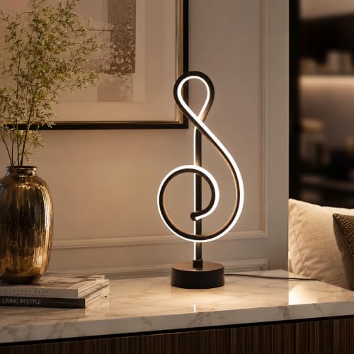 Image of One94Store Artistic LED Table Lamp - Modern Musical Note Night Light for Bedroom, Study Table & Living Room - Decorative Warm White Desk Lamp for Home & Office