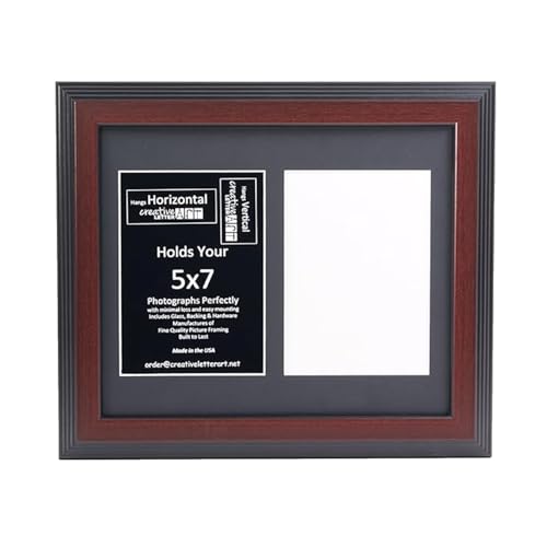 Creative Letter Art 2 Opening Mahogany Picture Frame with Glass to hold 5 by 7 inch Photographs including 10x12-inch Black Mat Collage