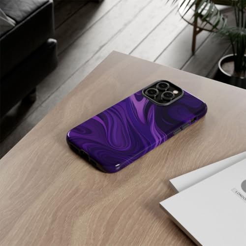 Coque rigide violette motif vague abstraite pour iPhone 14 Pro Max brillante - 4