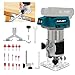 Cordless Router Compatible with Makita 18V Battery, 800W Brushless Wood Trimmer with 5-Speed, Straight Guide, Guide Wheel, 15 1/4-Inch Bits and Spanner, Palm Router for Woodworking (Tool Only)