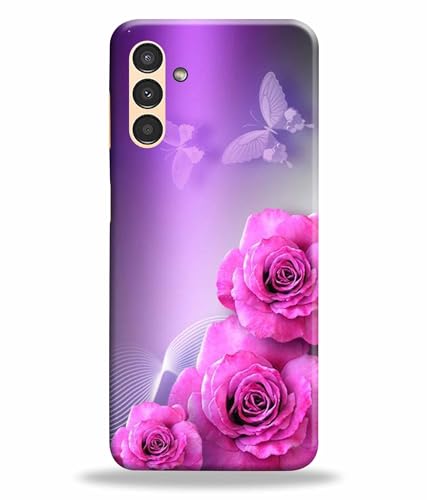 Image of Printed Hard Back Case Cover & Compatible for Samsung Galaxy M14 5G | Samsung M14 5G | Rose Flower Painting Art (Multicolor) - D1198
