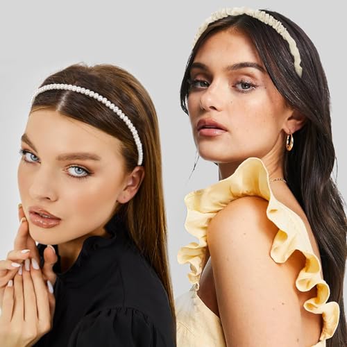 7 faixas de cabelo modernas para mulheres com elásticos de cetim marrons para meninas tiaras de péro