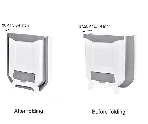 Miniatura 6 de Papelera colgante para puerta de armario de cocina, papelera plegable para cocina, dormitorio, baño y automóvil (2.4 galones, rosa)