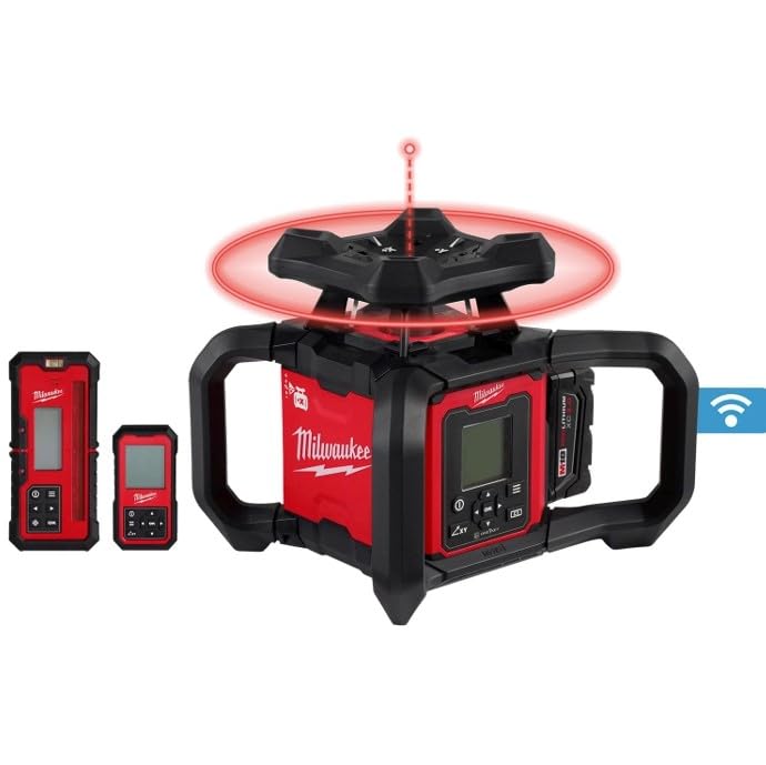 Milwaukee M18 4000 ft. Red Exterior Dual Slope Rotary Laser Level Kit with Receiver, Remote, Grade Rod and Tripod