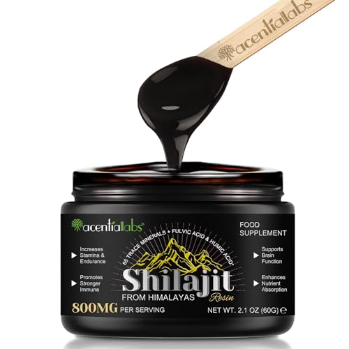 Shilajit Resin, 60g Shilajit Original Himalaya Bio Pures Himalaya Shilajit Harz mit Fulvinsäure und 85+ Spurenelemente, Vegan & Ohne Zusätze, 800mg (2er Pack)
