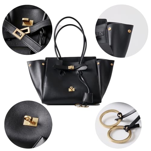 Image of Genuine Leather Cowhide Top Handle Bag, Luxury Slouchy Design for Women and Men, Work Commuter Fashion