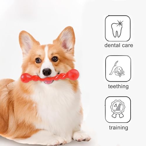 2 Pieces Hundespielzeug Für Zähne, Hundespielzeug Gummi, Gummi Spirale Kauknochen, Hundezahnbürste Haustier Mundpflege, Hundemolarenstab Welpen Intelligenzspielzeug Weich Beißwiderstand, Rot + Grün