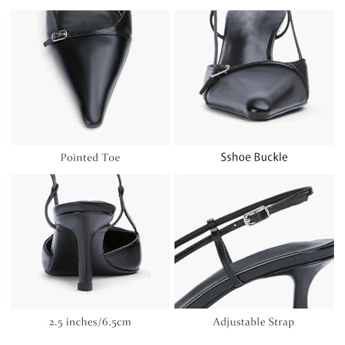 Image of MAVMAX Slingback Heels for Women Kitten Heels with Bow Pointed Close Toe Pumps Dress Party Heeled Sexy Wedding Shoes