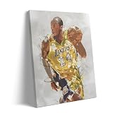 Kobe Bryant Basketball Canvas Wall Art, Sports Player Poster, 12x16 Inch