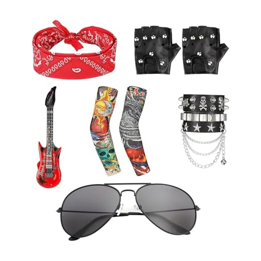 Traje De Heavy Metal De 8 Piezas, Disfraz De Estrella De Rock, Accesorios Punk, Accesorios para Disfraces De Discoteca, Disfraces para Niños Y Niñas, Disfraz De Rockero para Eventos De Rock, Fiestas