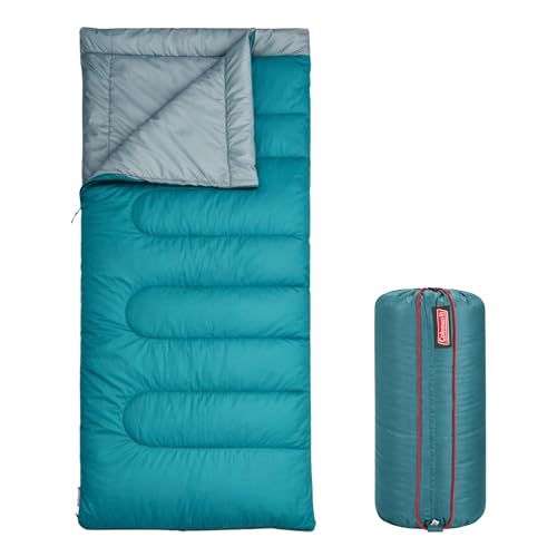 Coleman Polyester Atlantic Sleeping Bag For Adults | -10° C To 8 ° C | Lightweight rectangular sleep bag For Traveling and Outdoors